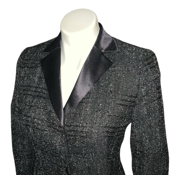 AKRIS Wool Silk Sequin Satin Tweed Blazer Jacket - Picture 10 of 15